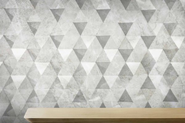 How to combine grey tiles with bold wallpape